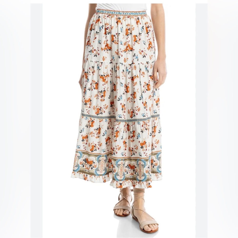 Max Studio Floral Tiered Maxi Skirt XS